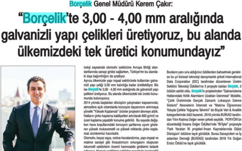 Borçelik’te 3,00 – 4,00 Aralığında Galvanizli Yapı Çelikleri Üretiyoruz